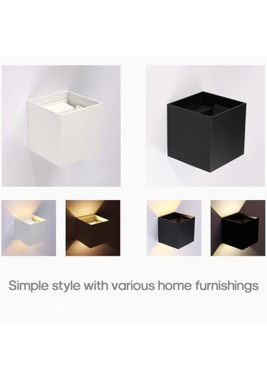 Skycity 12w Ip65 Su Geçirmez Dışarıdaki Duvar Lambası, Aydınlatmayı Ayarlayabilir, Alüminyum Gövde, Sıcak Beyaz Işık, Kare Desen, Ac85-265v Siyah