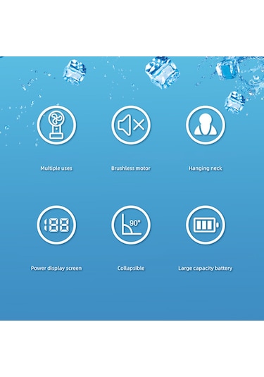 Ximistore9 Masaüstü/colye Tipi S3213 Fırça Fanı - 3 Hız Seviyesi, 3600mah Batarya, 90 Ayar, Akıllı Telefon Tutucu Ve Soğutma Özelliği Mavi Mavi