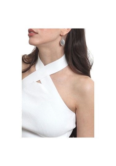 Labalaba Kadın Antik Gümüş Kaplama Oval Formlu Sallantılı Model Minimalist Küpe Gümüş