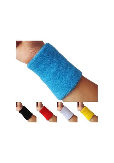 Bir Boyut-1 Adet Bilek Ter Bandı Tenis Spor Bileklik Voleybol Spor Salonu Bileklik Desteği Ter Bandı Havlu Bilezik Koruyucu Dış Mekan-gökyüzü Mavi