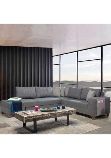 Eymense Loft Köşe Koltuk Takımı Gri Sol Köşe