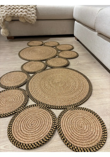Mavaux Siyah Snake Hasır Jüt Bej Yolluk Halı Kilim Siyah - Hasır