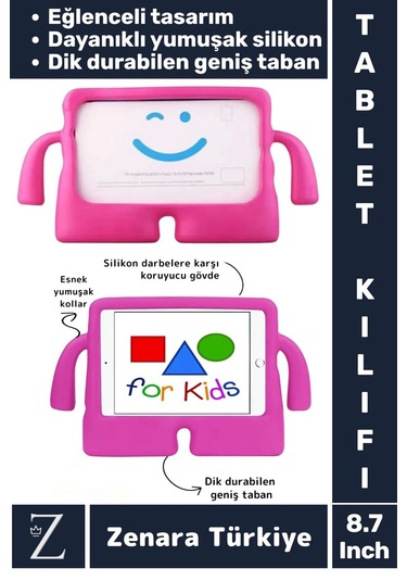 Samsung Uyumlu Geniş Tabanlı Yumuşak Tutacaklı Tam Koruma Silikon Çocuk Tablet Kılıfı 8.7 Inch Kılıf