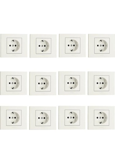 10 Adet Grano Beyaz Topraklı Priz 10'lu Paket / Set Çerçeve Dahil