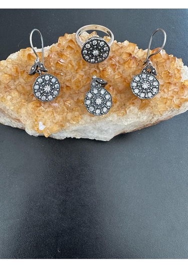 Aysesa Otantik Zirkon Taşlı Elmas Görünümlü Kadın Gümüş Set