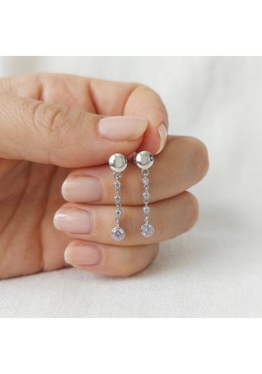 925 Ayar Gümüş Taşlı Sallantılı Küpe Gümüş