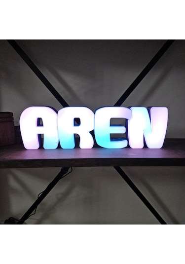 Argb Led Li Dekoratif İsim Kutusu Kişiye Özel 4 Harf