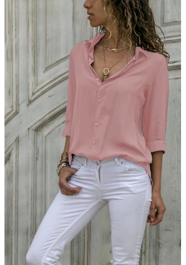 Dokuma Viskon Kumaş Efsane Gömlek Pembe