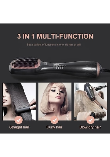 Willowhaven Altın 1000w 2si 1 Arada Saç Kurutma Fırçası Çıkarılabilir Tarak Islak Kuru Kullanım