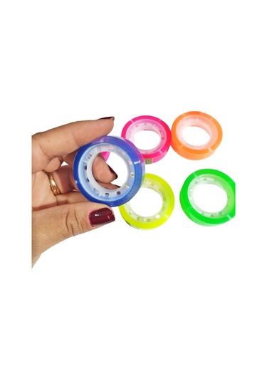 Renkli Şeffaf Para Bandı Şeffaf Rengarenk Selobant Bant - 6 Adet 1