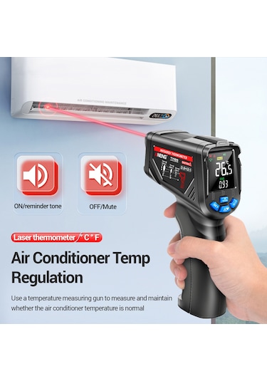 Youmex Endüstriyel Sıcaklık Ölçer -20 C 650 C, Entegre Kızılötesi Sensör, Hızlı Ölçüm, Siyah, Batarya Hariç