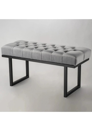 Didim Modern Döşemeli Metal Ayaklı Bench: Antrasit  - Gri