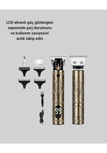 Lcd Ekranlı Şarjlı Tıraş Makinesi Erkek Saç Sakal Kesme