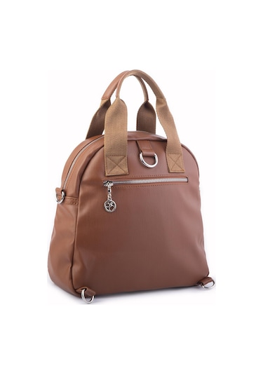 Nas Bag Kadın Çok Gözlü Dönüştürülebilir El Omuz Ve Sırt Çantası Taba Yıkamalı En : 28 Cm Boy :25c M Çok Renkli