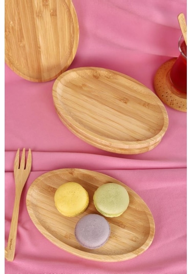 Bambum 6'lı Oval Servis Tabağı Seti Kahvaltı Ve Sunum Tabakları Bambu