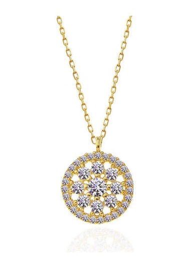 925 Ayar Gümüş Gold Çiçek Kadın Kolye Gümüş