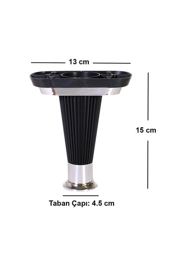 4 Adet Mobilya Kanepe Koltuk Ünite Ayağı 15 Cm Siyah Krom Baza Ayak Siyah 4'lü Koltuk Ayağı Tr Diğer