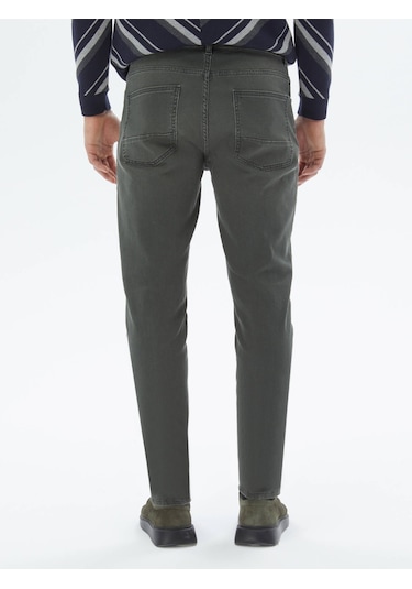 Kip Haki Slim Fit Denim Pamuk Karışımlı Pantolon Çok Renkli