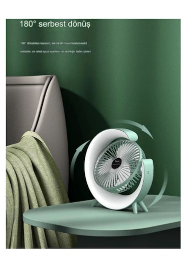 Masaüstü Vantilatör Usb Şarjlı Rgb Led Işıklı 3 Kademeli Fan