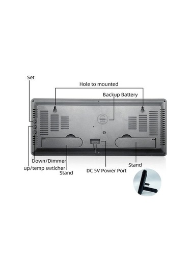 Trendooze Sıcaklık Saati Mekan Led Kırmızı Kırmızı İç Göstergeli Ekran Duvar Dijital Büyük - Lm Kırmızı