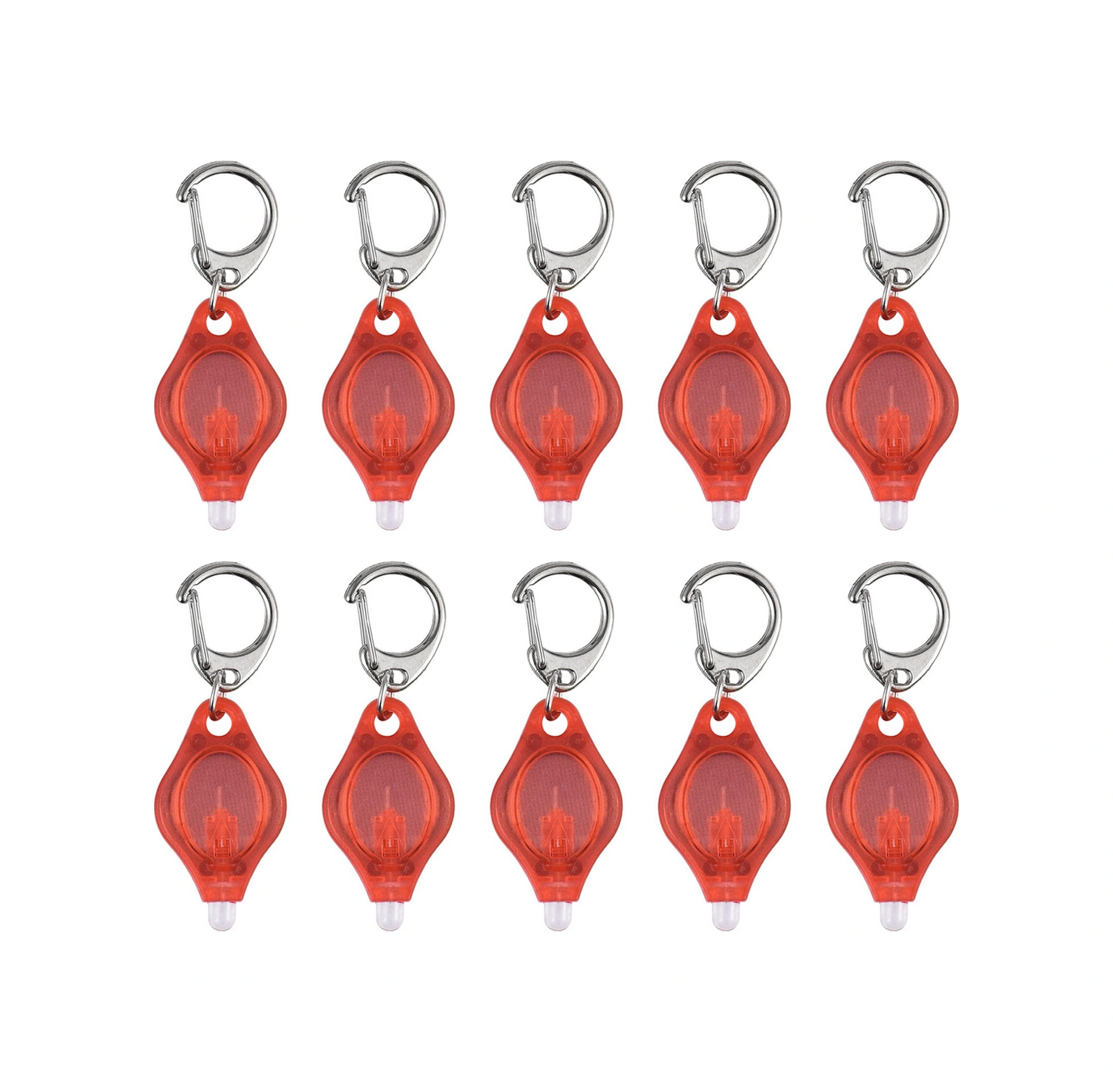 Yuntech01 10 Adet Kırmızı Anahtar Zinciri Feneri, Beyaz Led Işık, Basma/kaydırmalı Anahtar, Cr2032 Pil Dahil, 60x22x8mm Boyut Kırmızı