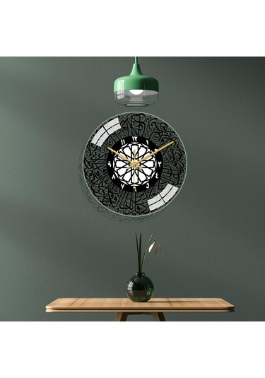 Homyl Akrilik İslam Duvar Saati Kuvars Sessiz Müslüman Saat Siyah