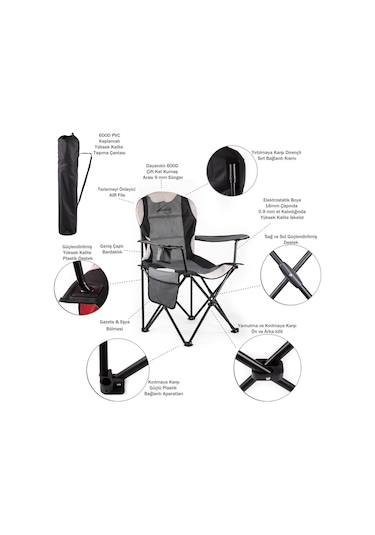 Evolite Gri Nature Katlanabilir Kamp Koltuğu Gri