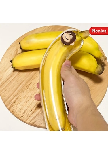 Fochsia Sarı Yeniden Kullanılabilir Muz Saklama Kabı Çevreci Kapaklı Piknik Seyahat Sarı