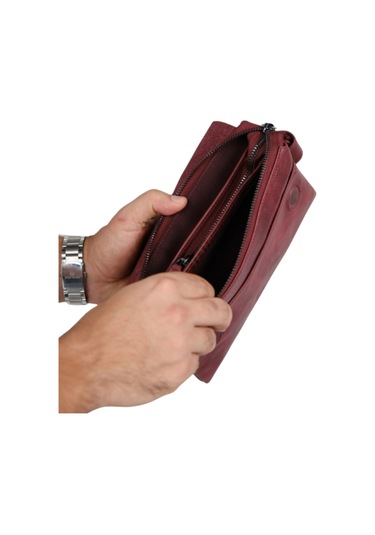 Mft Leather Hakiki Deri Unisex El Çantası Boliva 9874 Tiguan Bordo