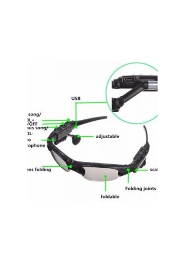 Noel Noel Noel Güneş Gözlüğü Dahili Bluetooth Kulaklık Ve Mikrofonlu Spor Gözlüğü Siyah