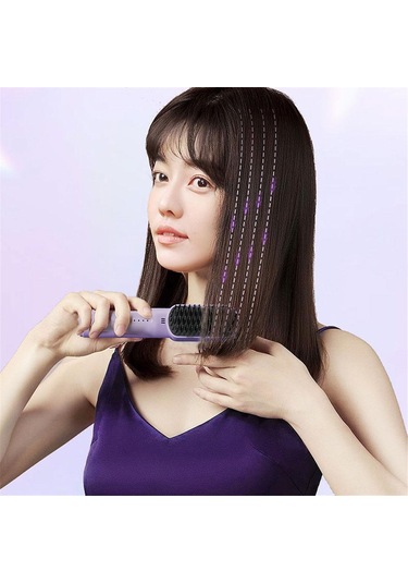 Vkemall Kablosuz Mini İyon Saç Düzleştirici Testere - 3 Hız Ayarı, Usb Şarjlı, 3200mah Pil, Anti-yanık, Otomatik Kapanma - Mor