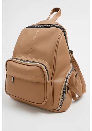 Newish Polo Donna Model Sırt Çantası-yıkama Suni Deri Sütlü Kahverengi