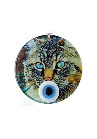 Nazar Boncuklu Füzyon Cam Kedi Duvar Süsü