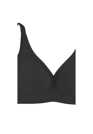 Balensiz Lazer Dikişsiz Kaplı Dekolteli Büstiyer Sütyen Siyah
