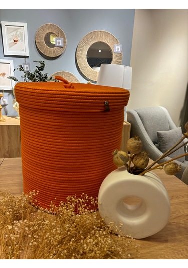 Victor Çok Amaçlı Düzenleyici Kapaklı Sepet,kapaklı Saksılık, Kapaklı Organizer 36x40 - Büyük Boy Turuncu