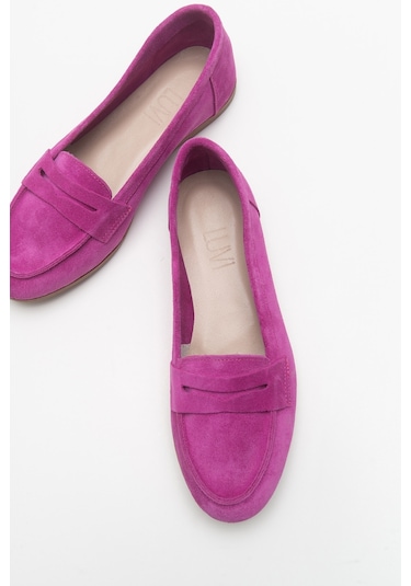 Luvishoes F02 Fuşya Süet Kadın Babet Fuşya
