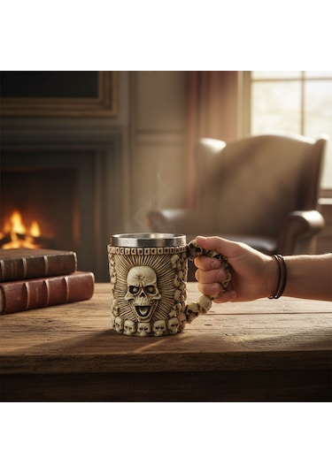Kafatası Temalı 3d Kabartmalı Kupa Diğer
