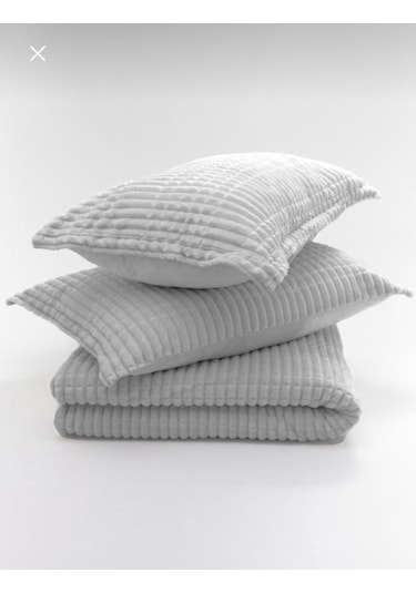 Merinos Modern Line 3 Parça Battaniye Yatak Örtüsü - Gri