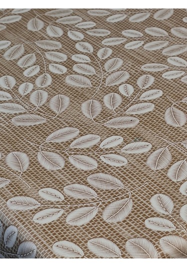 Elyaflı Pvc Muşamba - Desenli Silinebilir Masa Örtüsü Krem Fnt1248 Bej