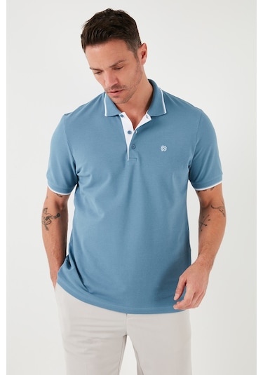 Buratti % 100 Pamuk Düğmeli Regular Fit Erkek Polo Yaka T Shirt 5902118 Mavi