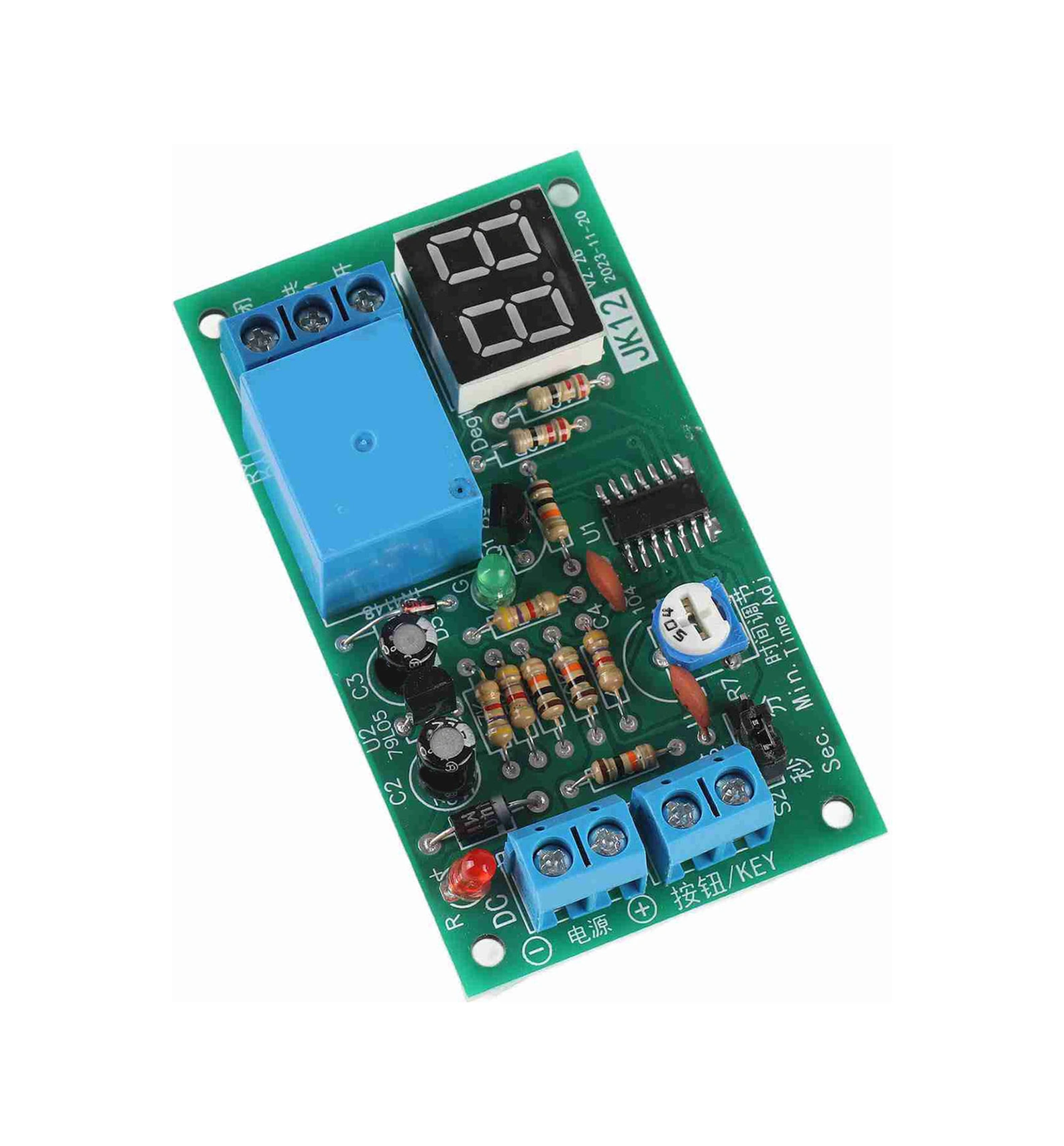 Tenfowee 12v Dc Tetiklemeli Ayarlanabilir Led Sayıcı Geri Sayım Röle Modülü 1sn-99dk Aralığı, Dinamik Görüntü, Mikrodenetleyici Tabanlı