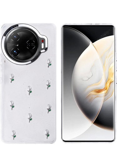 Tecno Camon 30 Pro 5g Kılıf Airbag Tasarımlı Simli Şeffaf Zore Kutup Kapak