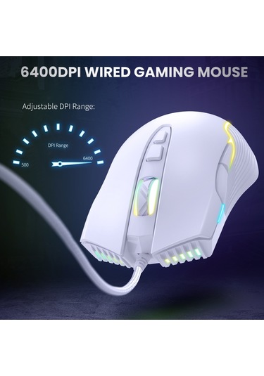 Onıkuma Cw905 Rgb Aydınlatma Kablolu Fare Beyaz Diğer