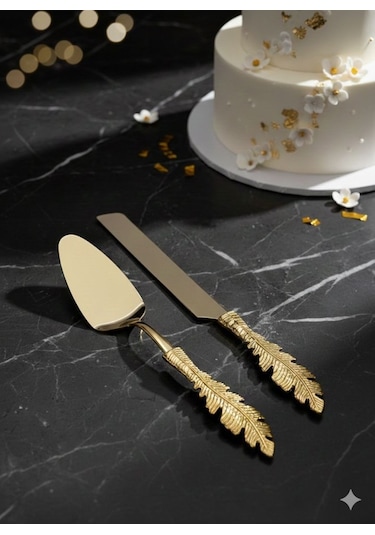 Ersan Home Tüy Model Gold 2li Pasta Sunum Seti Altın