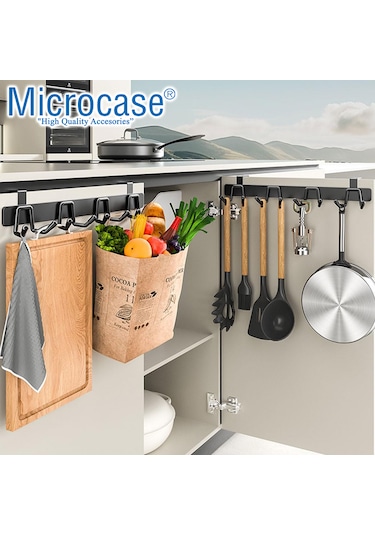 Microcase Kapı Arkası Çok Amaçlı Elbise Çanta Vb Metal Eşya Askılığı Al5446 Siyah