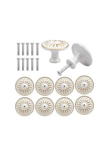 10 Adet Vintage Kapı Kolu, Çekmece Kolu, 35 Mm Mobilya Topuzu, Yuvarlak Çekmece Topuzları, Pirinç Kapı Kolları, Dolaplar İçin Mobilya Kolları Beyaz