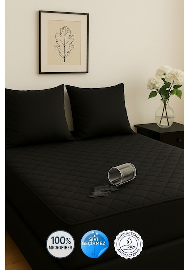 Formeya Adelya Siyah Kapitone Sıvı Geçirmez  TekKişilik  Alez