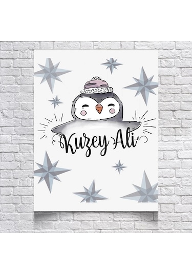 Penguen Temalı Doğum Günü Afişi 35x50 Cm