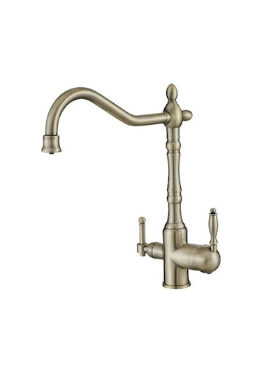 İsaoğlu Yapı Mat Gold Arıtmalı Batarya Mat Altın Dore Country Evye Musluğu Rustik Arıtıcılı Batarya Gold