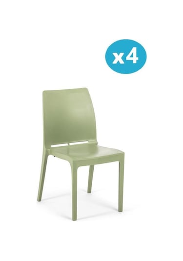 Omnipazar Sy-2506 Plastik Eve Bahçe Koltuk Sandalye 4'lü Set Yeşil